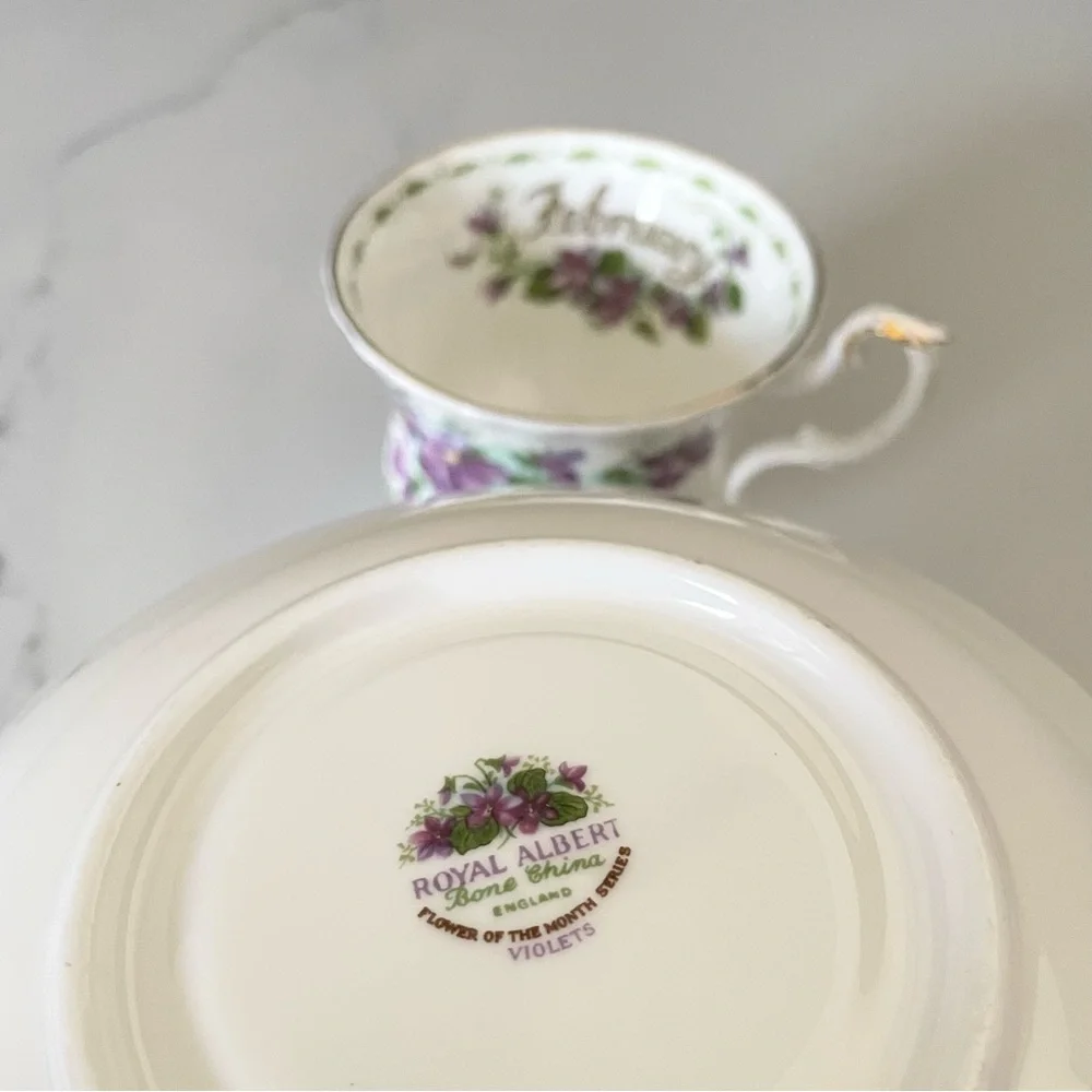 February Violets Cup & Saucer by Royal Albert